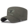 Olive green military cadet cap with embroidered assault shield and airborne wing patches - Adjustable / Army Green