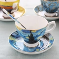 Starry Night pattern fine bone china coffee cup set with saucer and golden spoon - The Starry Night Style