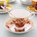 Fine bone china coffee cup and saucer set with Van Gogh Sunflowers painting and gold rim - Sunflowers Style