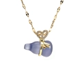 Collar dorado con colgante de calabaza de ópalo púrpura y lazo de diamantes de imitación - Estilo de Calabaza Azul Oro de 18K (F113)