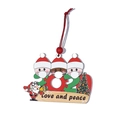 Wooden 2020 Christmas ornament with masked figures and Love and Peace message - 3 Heads