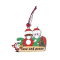 2021 pandemic snowman wooden Christmas ornament with Love and Peace lettering - 2 Heads