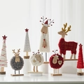 Nordic Christmas wood and wool felt reindeer and tree tabletop decorations in festive setting - Christmas Themed Ornament Set