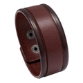 Bracciale polsino in pelle marrone scuro vintage con chiusura a doppio bottone a pressione - Fila singola / Marrone