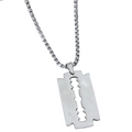 Men's stainless steel box chain bracelet featuring a silver razor blade pendant - Necklace / Silver