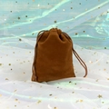Detailed view of a brown velvet drawstring pouch for jewelry storage on decorative background - 5*7cm / Light Coffee Knit Velvet