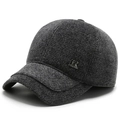 Casquette d'hiver gris foncé pour hommes avec protection des oreilles et laine épaisse - Casquette de baseball / Gris