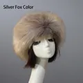 Bonnet épais en fausse fourrure de renard argenté à la texture douce et volumineuse - Taille unique / Renard Argenté