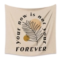 Beige bohemian wall tapestry with palm leaf and Your Now Is Not Your Forever text - 73X95CM Brushed Style / Mld (40)-Your Now Quote