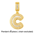 Detailed macro view of gold letter C pendant with baguette and round cut stones - Gold Letter C Pendant (No Chain)