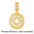 Detailed close-up of a hip hop 'O' pendant with gold plating and iced-out zircon stones - Gold Letter O Pendant (No Chain)