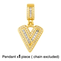 Close-up of golden letter V pendant with baguette and round-cut crystals without chain - Gold Letter V Pendant (No Chain)