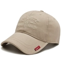 Berretto da baseball in cotone beige con ricamo A-KURTZ e design a sei pannelli - 56-60cm (Regolabile) / Cachi