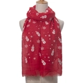 Christmas snowman and snowflake print red cotton scarf on mannequin for winter warmth - 70*180cm / Red