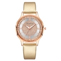Elegant rose gold starry watch with champagne leather strap and crystal accents - Gold