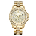 Luxurious gold stainless steel women's quartz watch with full rhinestone starry sky dial - Gold