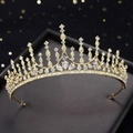 Elegante corona da sposa dorata con strass di cristallo scintillanti per matrimoni - Oro