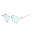 Lunettes de soleil aviateur en métal doré avec verres teintés bleu clair pour hommes femmes - Monture Argent Verres Bleus