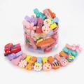 Kids' hair clip set with cute cartoon animal and flower shapes in a clear storage jar - Flower & Animal A 26pcs Boxed