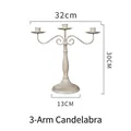 Chandelier vintage blanc à 3 branches en métal avec volutes, hauteur 30cm, largeur 32cm - Chandelier 3 Têtes - Blanc Rétro