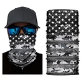 Seamless magic headwear with American flag and camouflage pattern for cycling and skiing - S268 BW Flag Camo