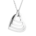 Polished silver stainless steel necklace featuring a unique layered heart-shaped hollow pendant - Silver 4 Hearts
