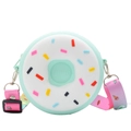 Mint green doughnut silicone kids crossbody bag with colorful sprinkles and pink strap - Mint Green