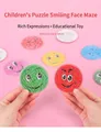 Smiling face round maze toy in blue and pink colors for kids cognitive skill development - Colorful Smiley Face Maze
