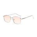 Silver metal rectangle sunglasses with light orange gradient lenses and wave design temples - Silver Frame Gradient Orange
