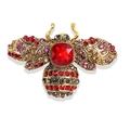 Golden bee brooch encrusted with red and pink rhinestones on a white background - YNCP3345 Red Bee / Gold