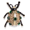 Sparkling crystal beetle brooch with green rhinestones and gold alloy insect design - Ladybug / Gold/Green Crystal