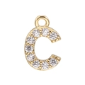 Detailed view of a gold-plated letter C pendant featuring micro-set cubic zirconia stones - Alphabet Letter C (DZ00014 Gold)
