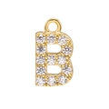 Macro shot of gold-plated letter B pendant with micro-set sparkling white cubic zirconia - Alphabet Letter B (DZ00013 Gold)