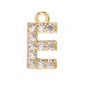 Macro shot of gold-plated letter E pendant with cubic zirconia inlay and high-shine finish - Alphabet Letter E (DZ00016 Gold)