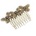Dettaglio del pettine per capelli a farfalla in bronzo vintage in lega metallica - Oro Antico