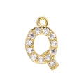 Macro shot of gold letter Q pendant featuring micro-set cubic zirconia and a closed ring - Alphabet Letter Q (DZ00028 Gold)