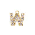Macro shot of gold-plated letter W pendant with micro-pave cubic zirconia inlay - Alphabet Letter W (DZ00034 Gold)