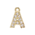 Gold letter A pendant with sparkling pavé zircon stones for DIY necklace jewelry - Alphabet Letter A (DZ00012 Gold)
