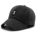 Dark grey tweed winter baseball cap with Outdoor Sport Golf patch and ear protection - Gray