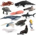 Set of 12 realistic plastic ocean animal models including shark, whale and sea turtle - Marine Life Set