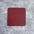 Burgundy faux leather square placemat with rounded corners and textured surface - Square Coaster 10cm / Red