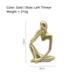 Statue de penseur abstrait dorée pose gaucher décor moderne minimaliste 13cm - Mini Or : Pensée Gauche
