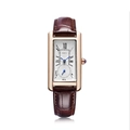 Orologio REBIRTH rettangolare oro rosa con cinturino in pelle marrone e numeri romani - Cassa Oro Cinturino Marrone