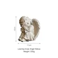 European white resin angel statue in a thoughtful pose for home decor, 12cm height - Leaning Knee Thinking Left Angel