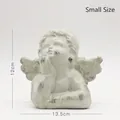 Small Nordic cupid angel figurine in distressed white finish, size 12cm by 13.5cm - Small Cupid Candlestick / 12cm x 13.5cm