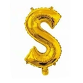16-inch metallic gold letter S foil balloon for wedding and party decorations - Bright Gold S