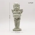 Vintage Cupid angel statue in light gray resin with holding bowl design, large 24cm size - Large Cupid Candlestick / 24cm x 10.5cm