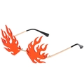 Frameless flame-shaped sunglasses with orange lenses and golden metal frames - C04 Double Red Fire / Red