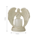 Nordic resin angel candle holder in ivory white, dimensions 16cm height by 14cm width - With Electronic Candle / Beige-Small