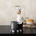 Resin chef figurine with storage bucket decor, measures 14.5cm wide and 24cm high - F10-CS608 Chef Cutlery Storage Barrel